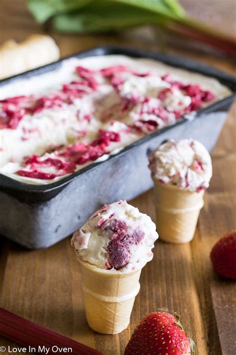 no-churn-roasted-strawberry-rhubarb-ice-cream-love image