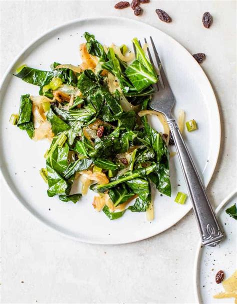 sauted-collard-greens-with-raisins-clean-delicious image