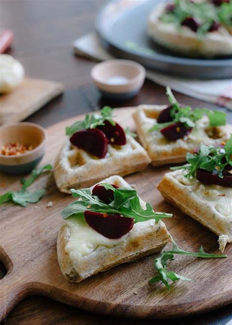 waffle-pizzas-with-roasted-garlic-beets-and-brie image