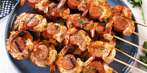 cajun-butter-shrimp-and-sausage-skewers image