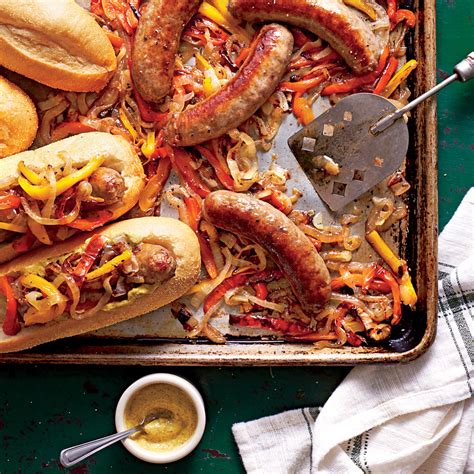 bratwurst-with-peppers-and-onions-recipe-myrecipes image