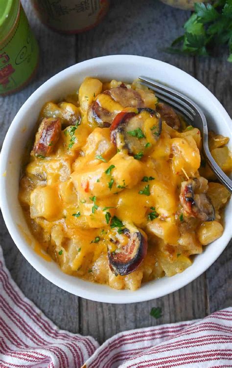 slow-cooker-sausage-and-cheesy-potatoes-butter image