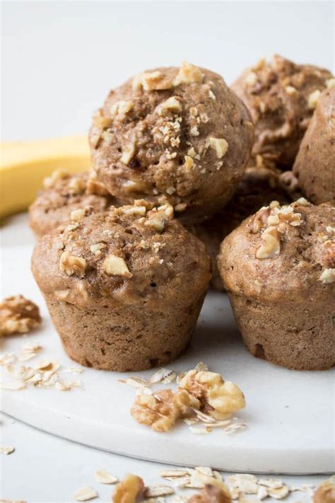 healthy-banana-muffins-with-nuts-stephanie-kay-nutrition image