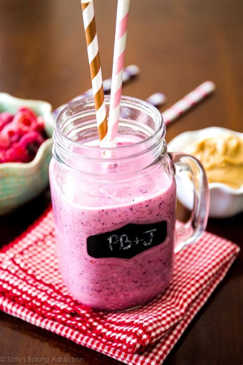 peanut-butter-jelly-protein-smoothie-sallys-baking image