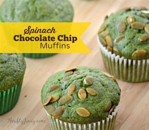 spinach-chocolate-chip-muffins-recipe-thrifty-jinxy image