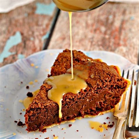 fudge-pie-with-salted-caramel-sauce-loaves-and-dishes image