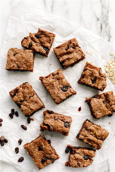vegan-gluten-free-oatmeal-raisin-cookie-bars image