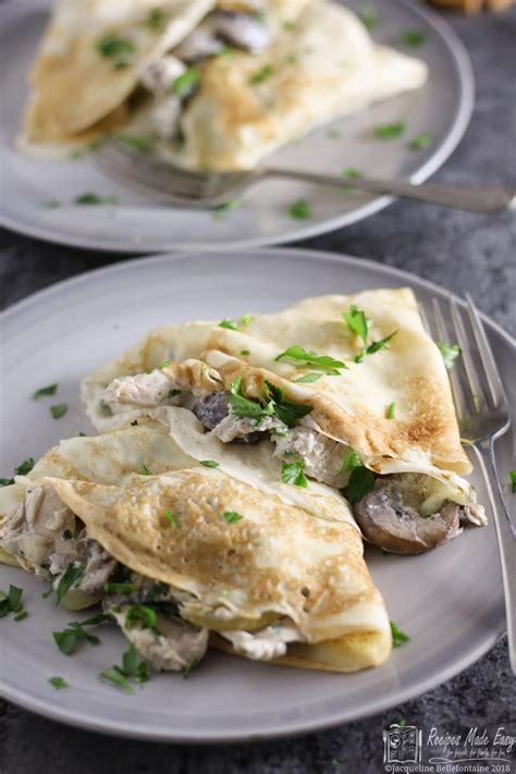 pancakes-with-creamy-garlic-chicken-and-mushrooms image