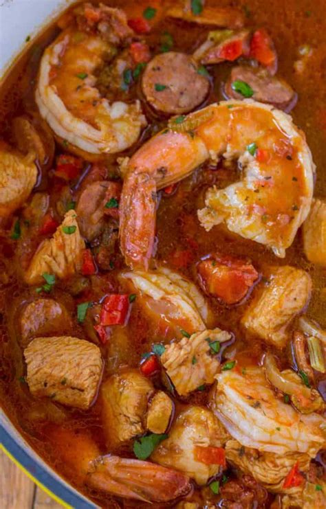 easy-jambalaya-chicken-shrimp-and-andouille-dinner-then image