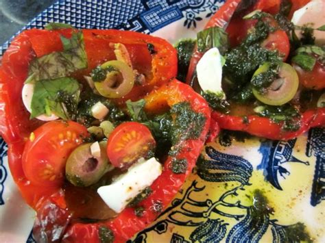 roasted-red-peppers-and-cherry-tomatoes-with-ricotta image