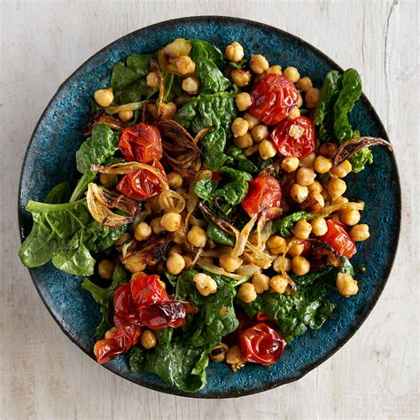 warm-spinach-salad-with-chickpeas-roasted image