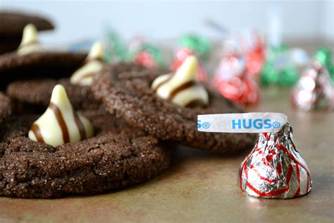 chewy-chocolate-cookies-with-hersheys-hugs-stuck image