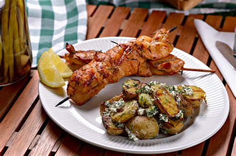 grilled-potato-salad-with-feta-and-dill-recipe-food image
