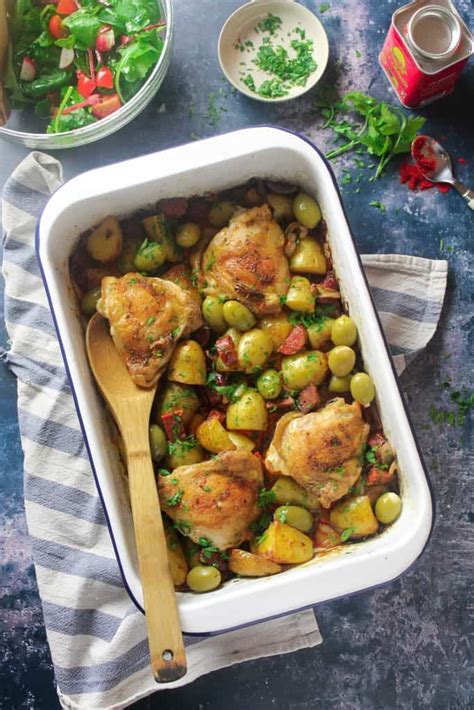 chicken-and-chorizo-tray-bake-with-potatoes-and-olives image