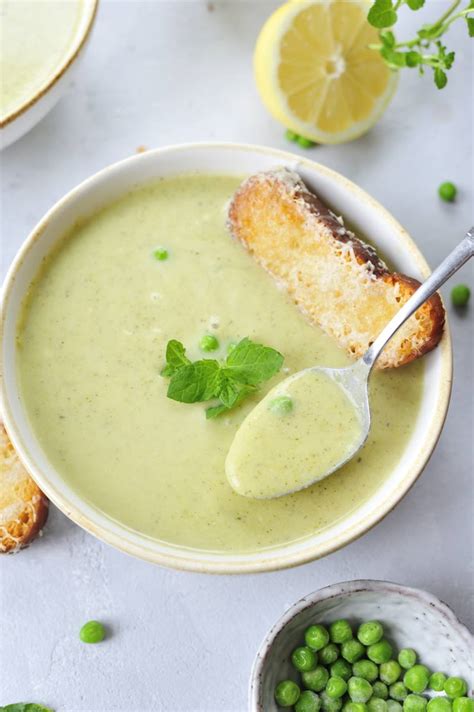 creamy-zucchini-soup-with-mint-and-peas-everyday image