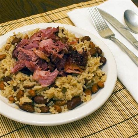 braised-smoked-ham-shank-with-beans-and-rice image