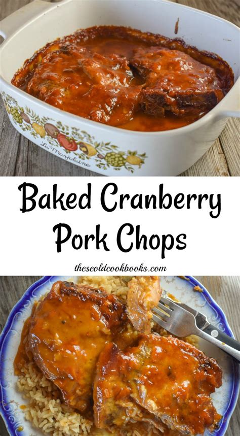 baked-cranberry-pork-chops-recipe-these-old-cookbooks image