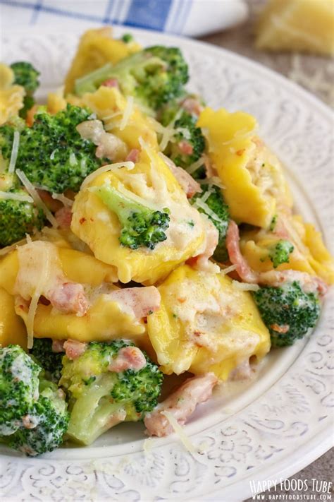 cheese-tortellini-pasta-with-broccoli-and-bacon image