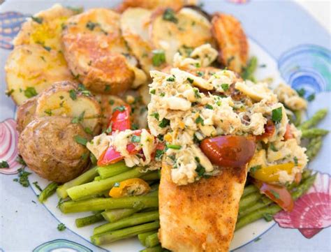 pan-seared-halibut-with-a-garlic-crab-topping-chef image