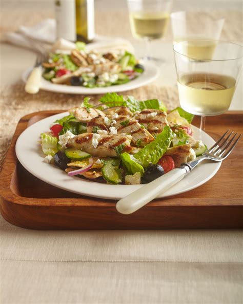 grilled-chicken-salad-with-feta-mint-toasted-pita image