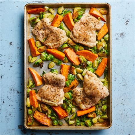sheet-pan-chicken-brussels-sprouts-recipe-eatingwell image