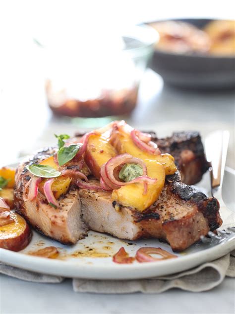 grilled-pork-chops-with-spicy-balsamic-grilled-peaches image