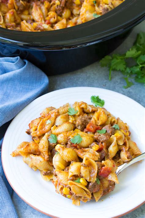 easy-slow-cooker-taco-pasta-kristines-kitchen image