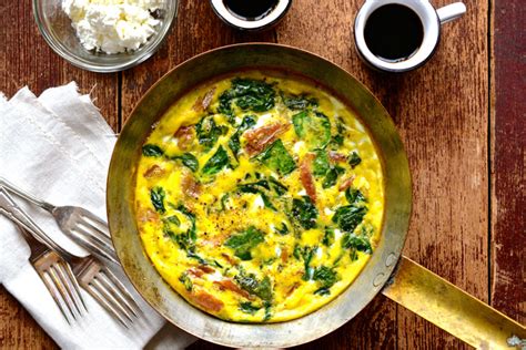 slow-baked-sauted-spinach-bacon-feta-frittata image