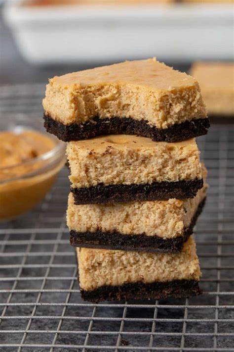 easy-peanut-butter-cheesecake-bars-recipe-dinner image