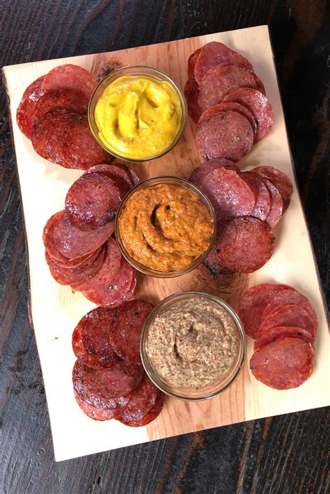 easy-baked-salami-chips-served-with-mustard image