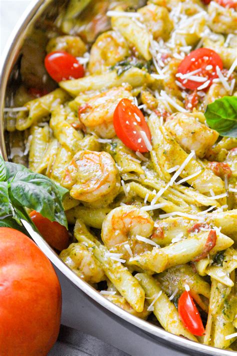 easy-shrimp-basil-pesto-pasta-recipe-be-greedy-eats image