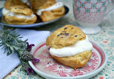 lavender-cream-puffs-with-whipped-cream-the-foodie image