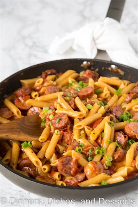 one-pan-cheesy-sausage-pasta-dinners-dishes-and-desserts image