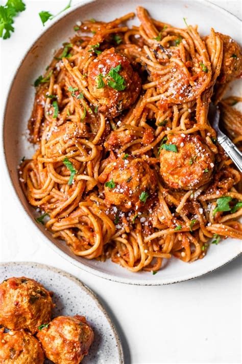 instant-pot-spaghetti-and-turkey-meatballs-skinnytaste image