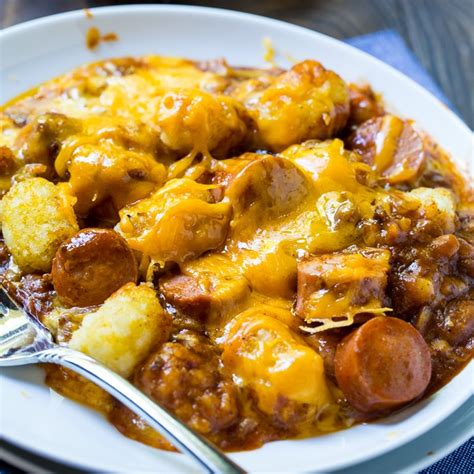 cheesy-hot-dog-tater-tot-casserole-spicy-southern image