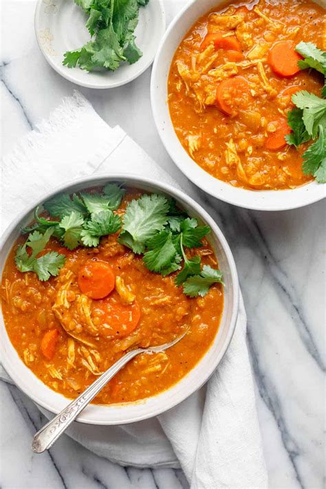 red-lentil-chicken-soup-protein-packed-feelgoodfoodie image