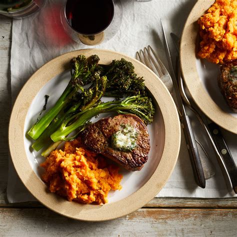 filet-mignon-for-two-with-sweet-potato-mash-eatingwell image
