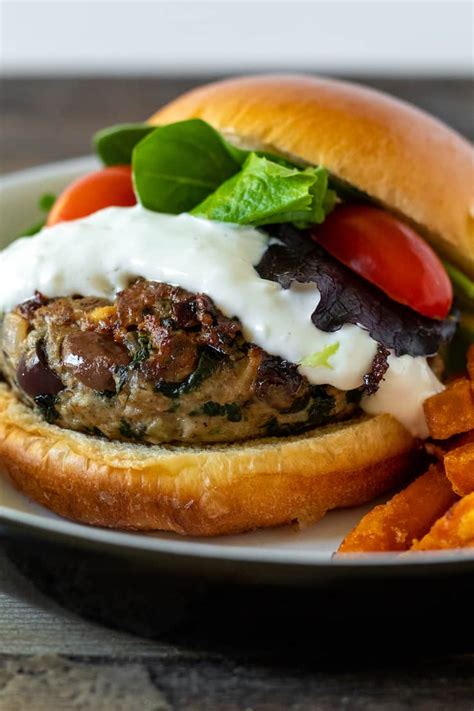 greek-turkey-burgers-with-yogurt-sauce-the-hungry image