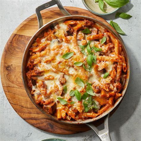 penne-with-sausage-eggplant-bolognese-eatingwell image