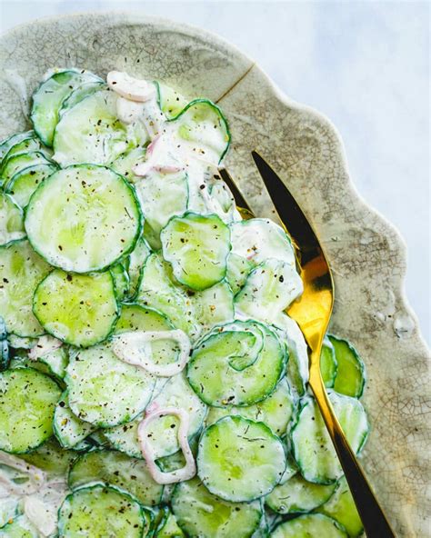creamy-cucumber-salad-with-sour-cream-a-couple-cooks image