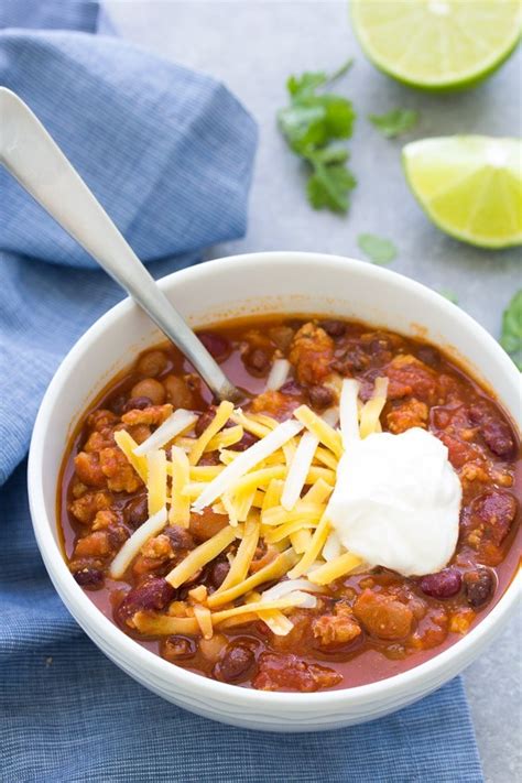 healthy-turkey-chili-recipe-stove-top-slow-cooker-or-instant-pot image