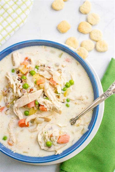 healthy-creamy-chicken-and-wild-rice-soup-family-food image