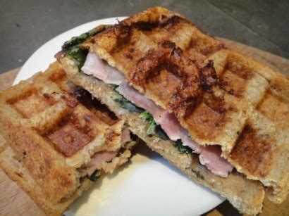 waffle-iron-panini-with-spinach-cheddar-and-ham image