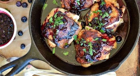 crispy-chicken-thighs-with-blueberry-sauce image