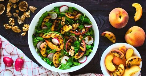 grilled-peach-salad-in-balsamic-vinaigrette-food-wine image