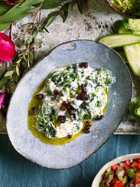 wilted-spinach-with-yoghurt-and-raisins-spinach image