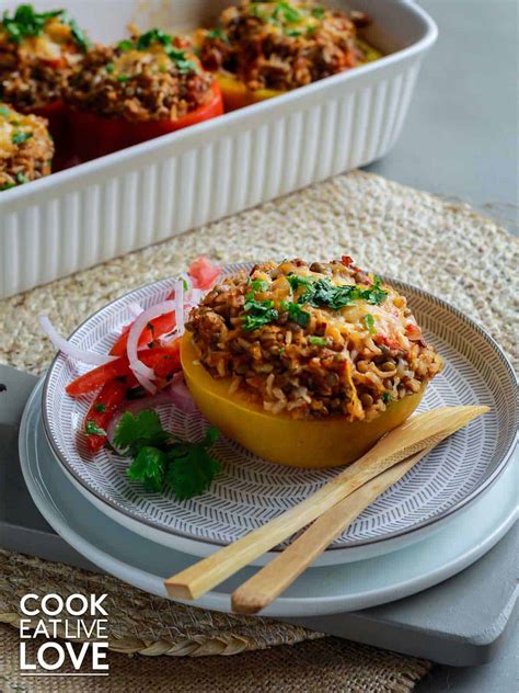 easy-brown-rice-lentil-stuffed-peppers-cook-eat-live-love image