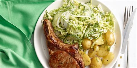 pork-chops-with-horseradish-cabbage-and-cucumber image