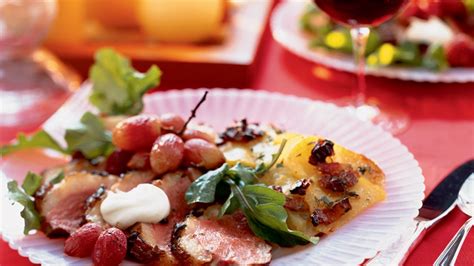 duck-breast-with-crme-frache-and-roasted-grapes image