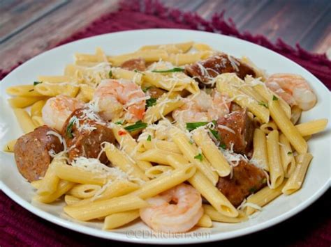 spicy-italian-sausage-with-shrimp-and-pasta-cdkitchen image